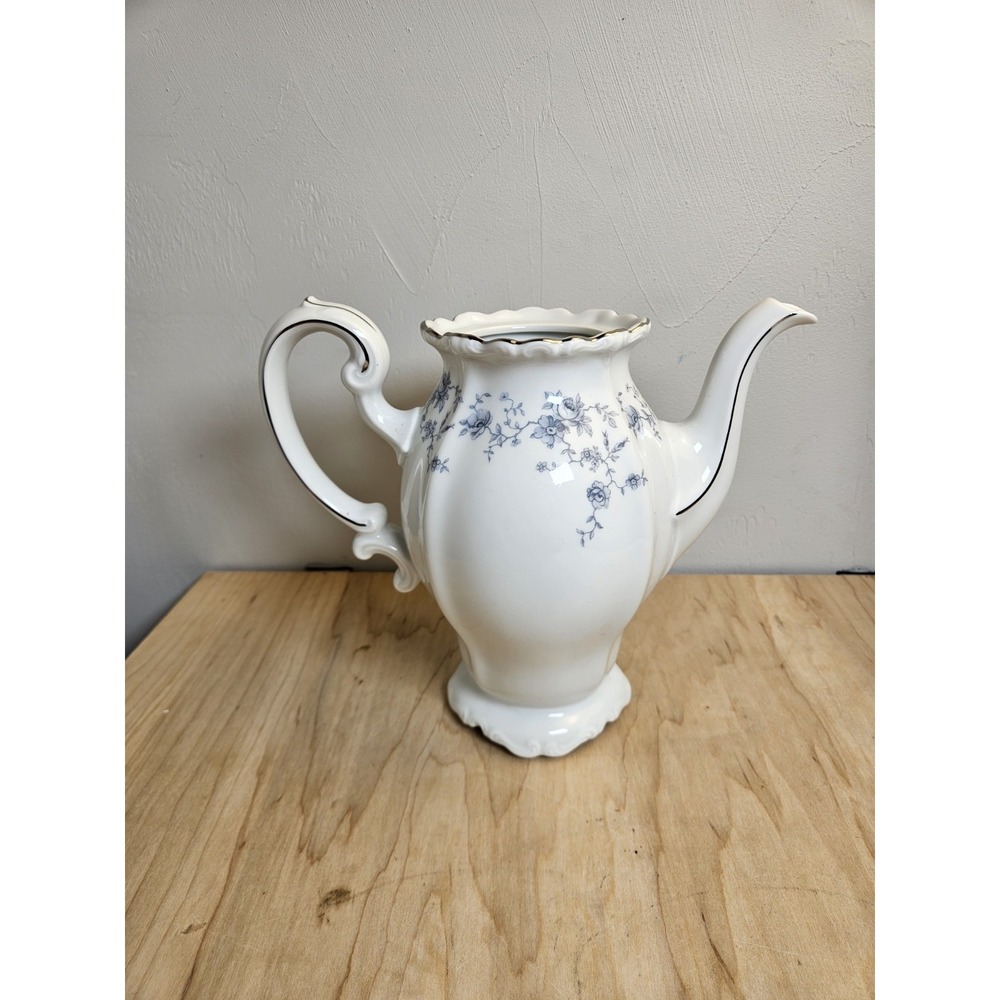 Johann Haviland Blue Garland Coffee Pot Bavaria Germany 11in No Lid Vintage